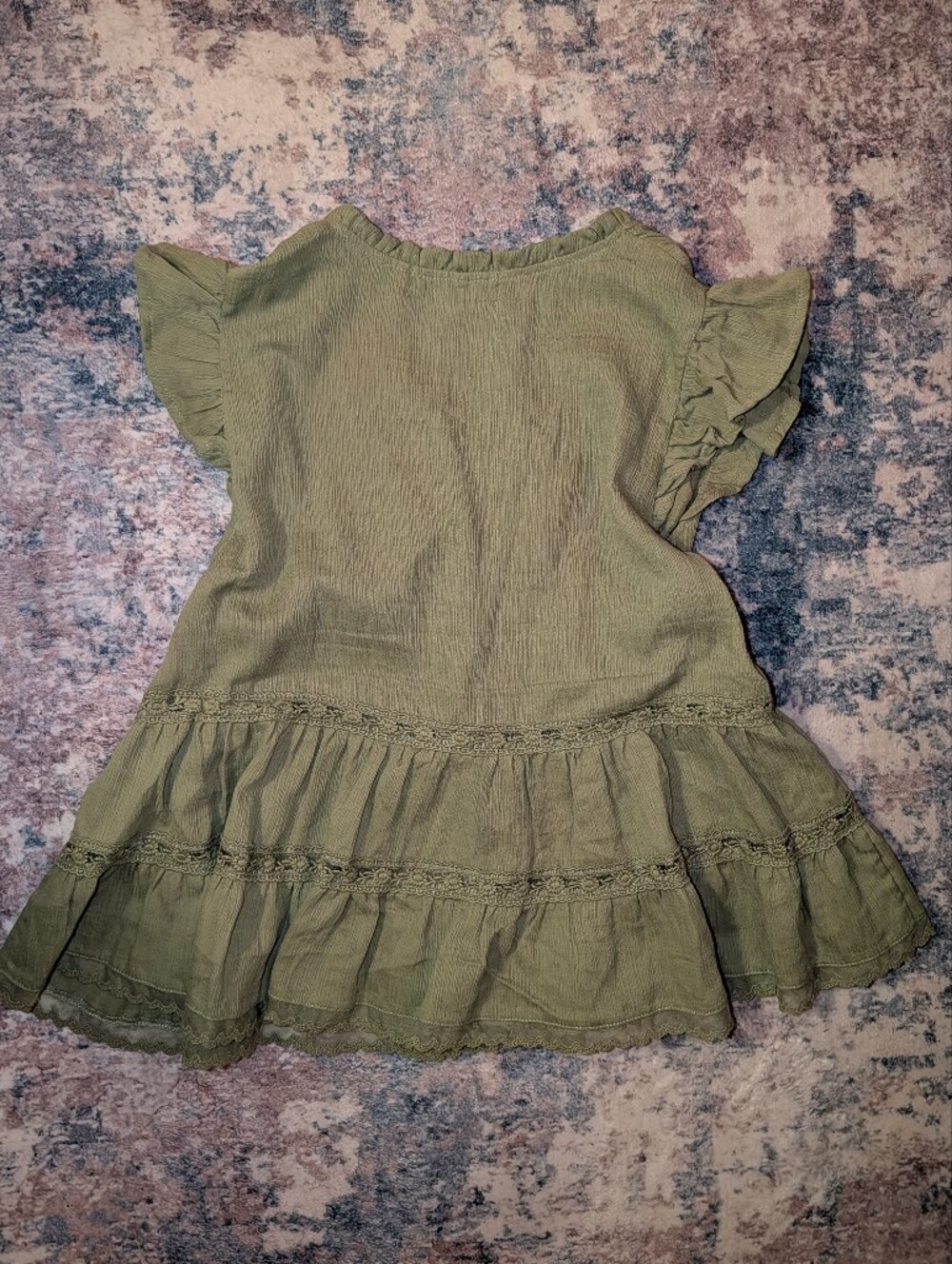 Olive Button-Front Ruffle Peplum Blouse - Picture 3 of 3
